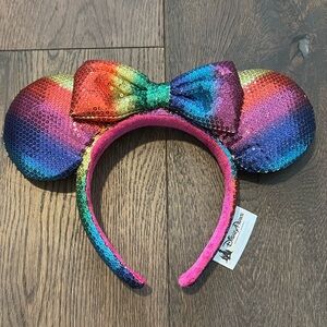 Disney Parks Rainbow Sequin Minnie Ears